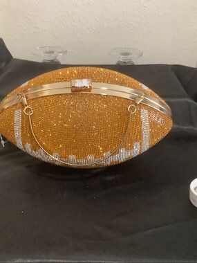 Gold Crystal Football Clutch Bag - Evening Handbag